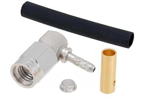 SSMA オス 直角コネクタ、はんだ接続、RG178、RG196