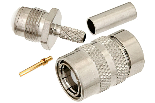 75 Ω SMBポジティブスナップ プラグ コネクタ、圧着/はんだ接続、RG179、RG187