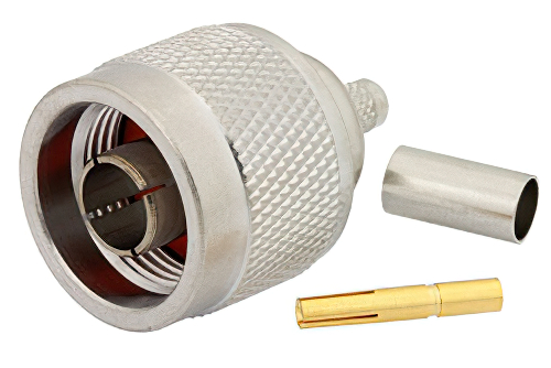 逆極性 N オス コネクタ、圧着/はんだ接続、RG55、RG141、RG142、RG223、RG400