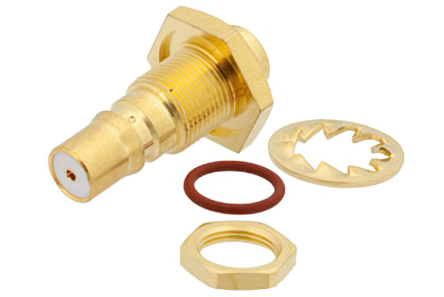 QMA メス バルクヘッドマウントコネクタ、はんだ接続、PE-SR402AL、PE-SR402FL、PE-SR402FLJ、PE-SR402TN、RG402、.268インチD穴