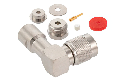 TNC オス 直角コネクタ、クランプ/はんだ接続、RG174、RG316、RG188