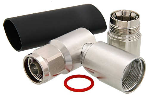 N オス 直角コネクタ、クランプ/はんだ接続、1/2インチ環状、1/2インチフレキ、PE-1/2FAC