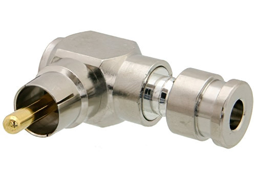 75 Ω RCA オス 直角コネクタ、圧縮接続、Mini 59、PE-B159