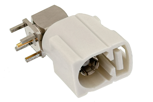 FAKRA ジャック 直角コネクタ、はんだ接続、スルーホールPCB、白色