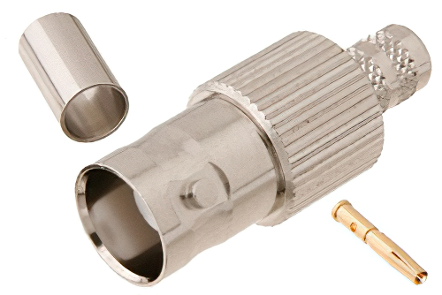 BNC メス コネクタ、圧着/はんだ接続、PE-C240、RG8X、.240インチ、LMR-240、LMR-240-DB、LMR-240-UF、B7808A