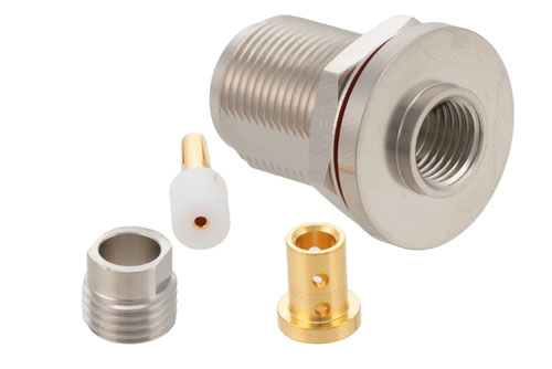 N メス バルクヘッドマウントコネクタ、はんだ接続、PE-SR402AL、PE-SR402FL、PE-SR402FLJ、PE-SR402TN、RG402