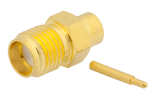 逆極性 SMA メス コネクタ、はんだ接続、PE-SR402AL、PE-SR402FL、PE-SR402FLJ、PE-SR402TN、RG402、金メッキ真鍮本体