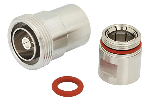 7/16 DIN メス 低PIMコネクタ、クランプ/ノンソルダー端子接続、1/2インチフレキ、PE-1/2FAC