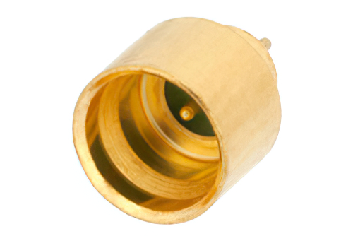 SMP オス フルデテント気密シールコネクタ、はんだ接続、ピンターミナル、フルシュラウド型本体、最大 8 GHz