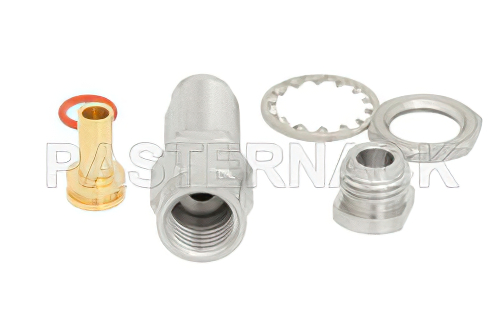 2.4mm メス バルクヘッドマウントコネクタ、クランプ/はんだ接続、PE-SR405AL、PE-SR405FL、PE-SR405FLJ、PE-SR405TN、RG405、.252インチD穴