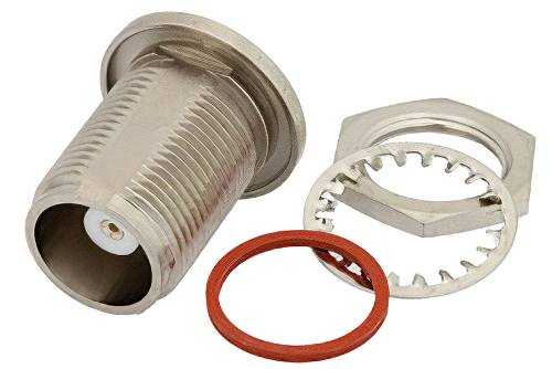 HN メス バルクヘッドマウント気密シールコネクタ、はんだ接続、タレットターミナル、.765インチDD穴