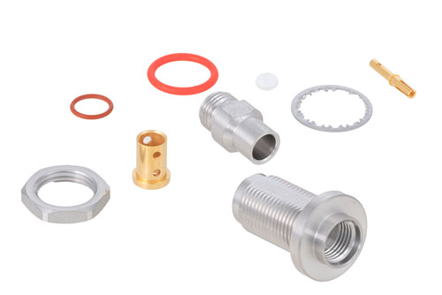 TNC メス バルクヘッドマウントプレシジョンコネクタ、クランプ/はんだ接続、PE-P142LL