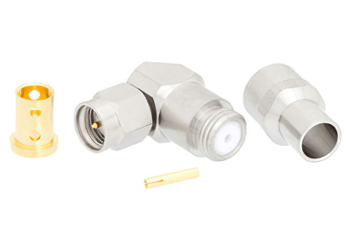 SMA オス 直角プレシジョンコネクタ、クランプ/はんだ接続、PE-P142LL