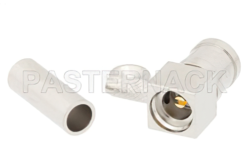 SMB プラグ 直角コネクタ、圧着/はんだ接続、RG188-DS、RG316-DS