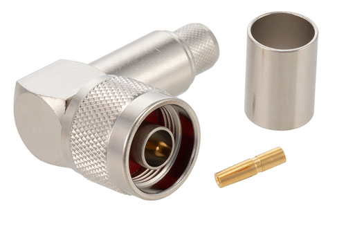 N オス 直角コネクタ、圧着/はんだ接続、RG213、RG8