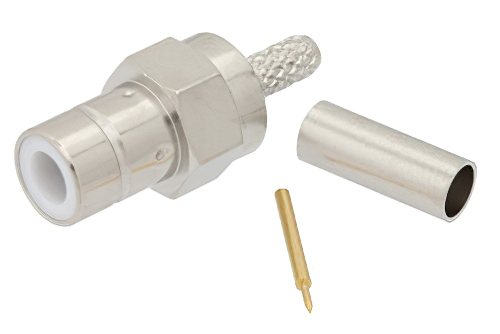 75 Ω SMB ジャック コネクタ、圧着/はんだ接続、RG179、RG187