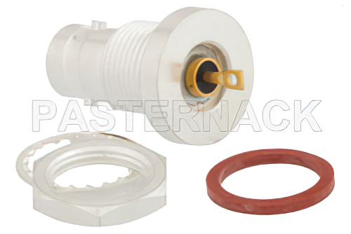 BNC メス バルクヘッドマウント気密シールコネクタ、はんだ接続、アイレットターミナル、IP67非嵌合時含む