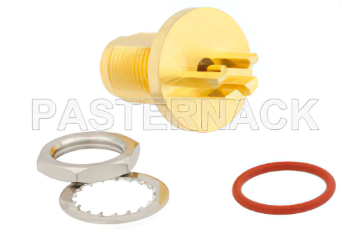 TNC メス バルクヘッドマウントコネクタ、はんだ接続、エッジマウントPCB、IP67準拠