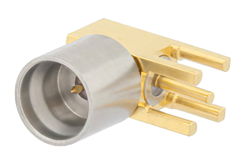 SMP オス 直角フルデテントコネクタ、はんだ接続、スルーホールPCB