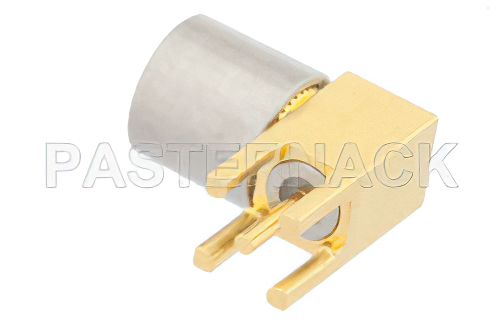 SMP オス 直角フルデテントコネクタ、はんだ接続、スルーホールPCB