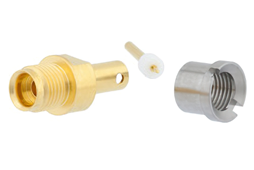 SMP オス バルクヘッドマウントフルデテントコネクタ、はんだ接続、PE-SR405AL、PE-SR405FL、PE-SR405FLJ、PE-SR405TN、RG405、キャッチャーミット形