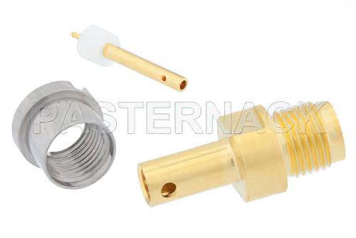 SMP オス バルクヘッドマウントフルデテントコネクタ、はんだ接続、PE-SR405AL、PE-SR405FL、PE-SR405FLJ、PE-SR405TN、RG405、キャッチャーミット形