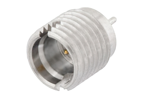 SMP オス スムースボアコネクタ、はんだ接続、ねじ込み式マウント、ピンターミナル、.065インチピン長錫メッキ済