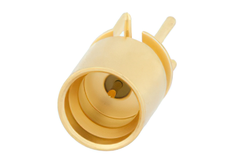 SMP オス フルデテントコネクタ、はんだ接続、スルーホールPCB、直角中心端子