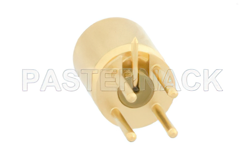 SMP オス フルデテントコネクタ、はんだ接続、スルーホールPCB、直角中心端子