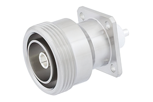 7/16 DIN メス 低PIMコネクタ、はんだ接続、4ホールパネルマウント