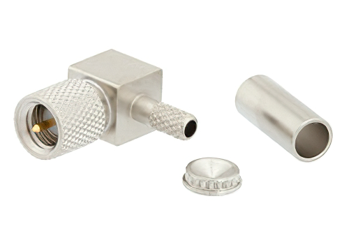 10-32 オス 直角コネクタ、圧着/はんだ接続、RG316-DS、RG188-DS