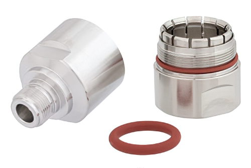 N メス コネクタ、クランプ/ノンソルダー端子接続、7/8インチ環状