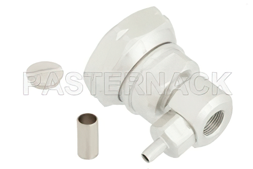 7/16 DIN オス 直角コネクタ、圧着/はんだ接続、LMR-195、LMR-195-FR、PE-C195、PE-P195