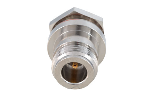 75 Ω N メス バルクヘッドマウントコネクタ、はんだ接続、ソルダーカップターミナル、.640インチDD穴