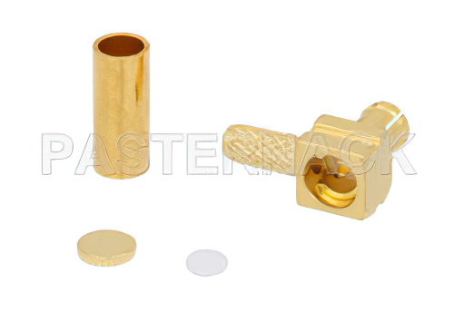 75 Ω MCX プラグ 直角プッシュオンコネクタ、圧着/はんだ接続、RG179、RG187