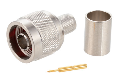 75 Ω N オス コネクタ、圧着/はんだ接続、RG11、RG144、RG216