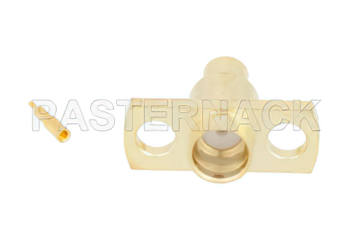 SMP オス プッシュオンコネクタ、はんだ接続、2ホールパネルマウント、RG405、PE-SR405FL、PE-SR405FLJ