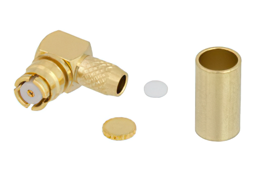SMP メス 直角プッシュオンコネクタ、圧着/はんだ接続、RG316、RG174、LMR-100