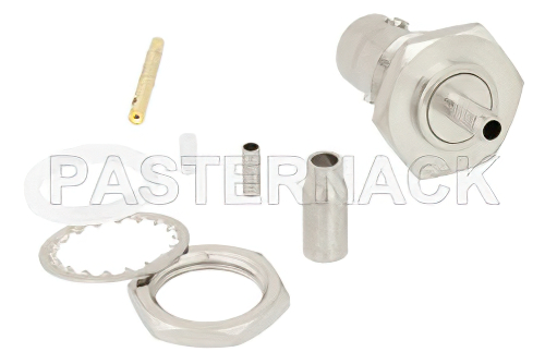 BNC メス バルクヘッドマウントコネクタ、圧着/はんだ接続、RG316、RG174、LMR-100、IP67準拠