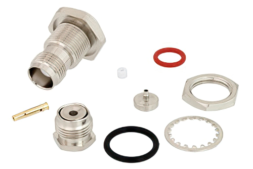 TNC メス バルクヘッドマウントコネクタ、はんだ接続、RG178、RG196、IP67準拠