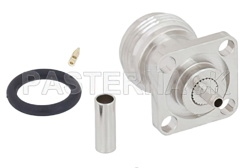 N メス コネクタ、圧着/はんだ接続、4ホールパネルマウント、RG316、RG174、LMR-100、IP67準拠