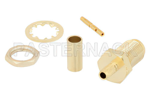 SMA メス バルクヘッドマウントコネクタ、圧着/はんだ接続、RG316、RG174、LMR-100