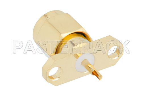 SMA オス コネクタ、はんだ接続、2ホールパネルマウント、ソルダーカップターミナル