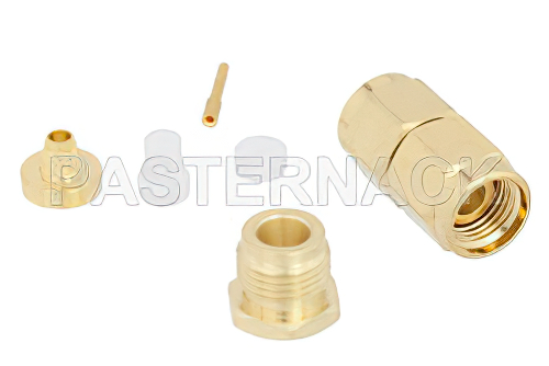 SMA オス コネクタ、クランプ/はんだ接続、RG316、RG174、LMR-100