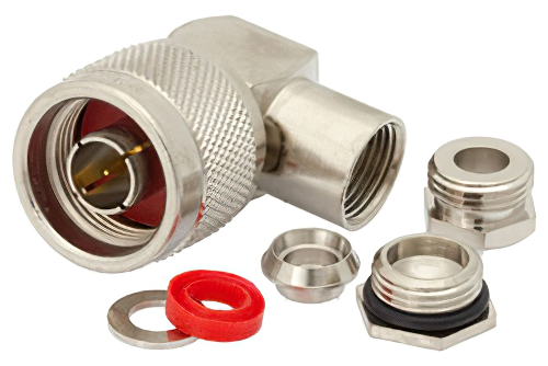 N オス 直角コネクタ、クランプ/はんだ接続、RG188-DS、RG316-DS