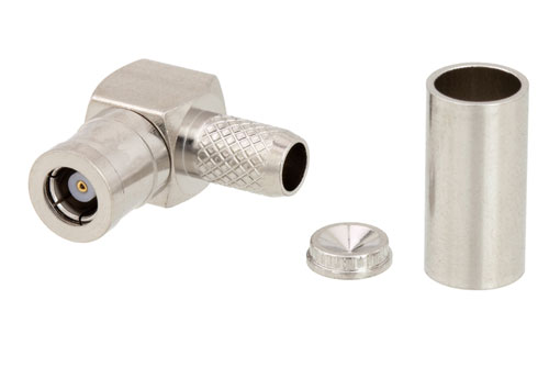 SMB プラグ 直角コネクタ、圧着/はんだ接続、RG58、RG303、RG141、PE-C195、PE-P195、LMR-195、.195インチ