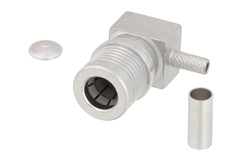 QMA オス 直角コネクタ、圧着/はんだ接続、RG174、RG316、RG188