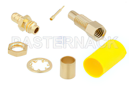 SSMC ジャック バルクヘッドマウントコネクタ、圧着/はんだ接続、RG316-DS、RG188-DS