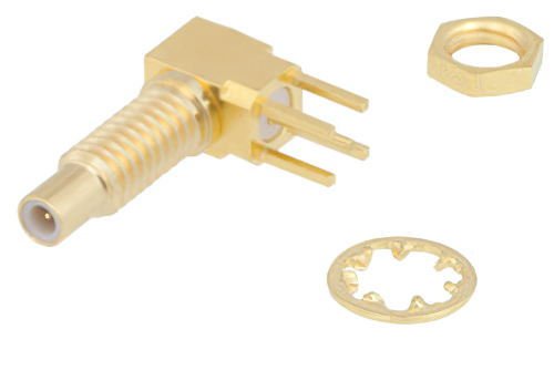 SSMC ジャック 直角バルクヘッドマウントコネクタ、はんだ接続、タレットPCB