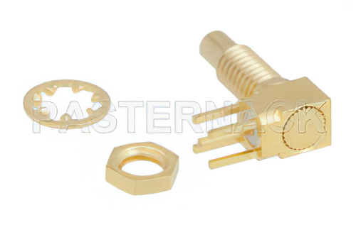 SSMC ジャック 直角バルクヘッドマウントコネクタ、はんだ接続、タレットPCB